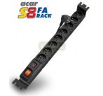 Opticord 19" napájací panel ACAR S8/3m 8x220V-3m BK