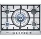 BOSCH_70 cm, nerezová doska, 5x plynový horák - z toho 1x WOK 4,0kW, ovl. vpredu, hlavní vypínač, iskrové zap.