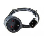 Síťový kabel pro výstup UPS - redukce PC konektor (IEC C14) na běžnou zásuvku (schuko) 1m