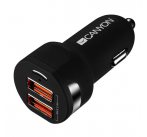 Canyon CNE-CCA04B, univerzálna autonabíjačka, 2x USB, 5V/2,4A, inteligentná technológia nabíjania, čierna