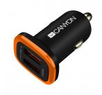 Canyon CNE-CCA02B univerzálna autonabíjačka, 2x USB, výstup 5V/2.1A, inteligentná technológia nabíjania, čierna