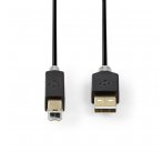 Nedis CCBW60100AT20 - USB 2.0 kabel | A Zástrčka - B Zástrčka | 2 m | Antracit