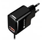 Canyon CNE-CHA041BS, univerzálna nabíjačka do steny, 1x USB, 5V/1A, kábel 1m USB 2.0 na microUSB, čierna