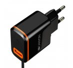 Canyon CNE-CHA042BO, univerzálna nabíjačka do steny, 1x USB, 5V/1A, kábel 1m USB 2.0 na USB-C, čierna
