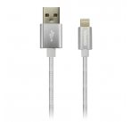 Canyon CNE-CFI3PW, 1m kábel Lightning/USB, bez Apple certifikácie MFi, opletený, perleťovo-biely