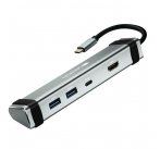 Canyon CNS-TDS03DG Multiport Docking Station, 4 porty, 1xUSB-C+2xUSB3.0 +1xHDMI, výstup USB-C