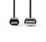 Nedis CCGB39300BK10 - Synchronizační a nabíjecí kabel | Apple Lightning - USB A Zástrčka | 1 m | Černá barva