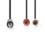 Nedis CAGB22250BK02 - Stereofonní Audio Kabel | 3,5mm Zástrčka - 2x RCA Zásuvka | 0,2 m | Černá barva