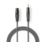 Nedis COTH15320GY10 - Vyvážený XLR Audiokabel | XLR 3pinová Zásuvka – 3,5mm Zástrčka | 1 m | Šedá barva