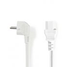 Nedis CEGP10000WT20 - Napájecí Kabel | Úhlová zástrčka Schuko - IEC-320-C13 | 2 m | Bílá barva