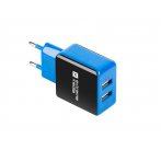 Universální nabíječka Natec 2,1A, 2x USB, černo-modrá