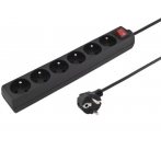 Prodlužovací přívod 230V 3m 6 zásuvek, vyp, černý
