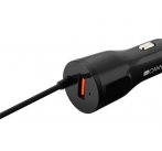 Canyon CNE-CCA033B, univerzálna autonabíjačka, 1x USB, výstup 5V/2,4A, Smart IC, integrovaný kábel Lightning, čierna