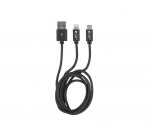 Natec vícekonektorový kabel 2v1 USB Micro + Lightning, textilní opletení, 1m, černý