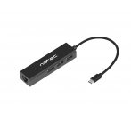 Natec Buterfly USB-C rozbočovač 3x USB 2.0 HUB + RJ45