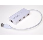 MicroConnect USB2.0 HUB 3-portový + Ethernet 10/100Mbps, bez ext. napájení, bílý