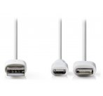 NEDIS synchronizační a nabíjecí kabel 2 v 1/ USB Micro B Zástrčka + Adaptér Lightning - A Zástrčka/ bílý/ 1m