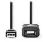 NEDIS prodlužovací aktivní kabel USB 2.0/ zástrčka A - zásuvka A/ černý/ 5m