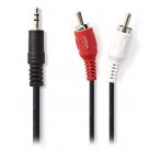 NEDIS redukční stereo audio kabel s jackem/ zástrčka 3,5 mm - 2x zástrčka RCA/ černý/ 3m