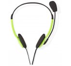 NEDIS headset CHST100BK/ drátová sluchátka + mikrofon/ 2x 3,5 mm jack/ kabel 2 m/ zelený