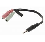 NEDIS redukce pro headsety/ zástrčka 3,5mm jack - 2x zásuvka 3,5 mm jack/ černá/ 20cm