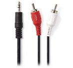 NEDIS redukční stereo audio kabel s jackem/ zástrčka 3,5 mm - 2x zástrčka RCA/ černý/ 1,5m