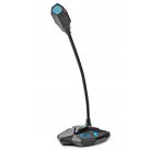 NEDIS stolní herní mikrofon/ ohebné rameno/ tlačítko ztlumení/ USB/ 3,5mm jack/ citlivost -30dB/ černo-modrý